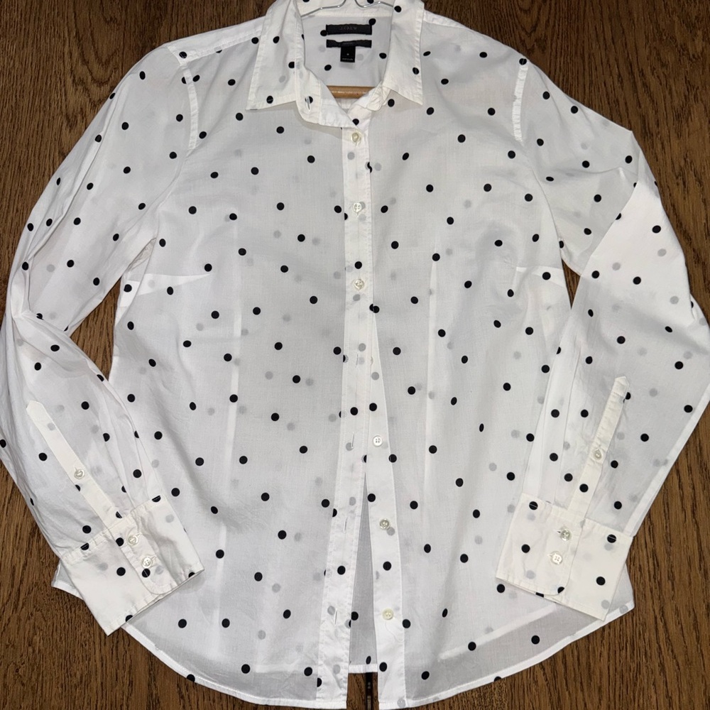 J. Crew Polka Dots “Perfect” button down SZ 8